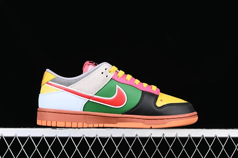 All categories Nk SB Dunk series Nk SB Dunk Low low-top sneakers Nk Dunk Low Mario customized rainbow color SB low-top sports and leisure sneakers DH0952-100